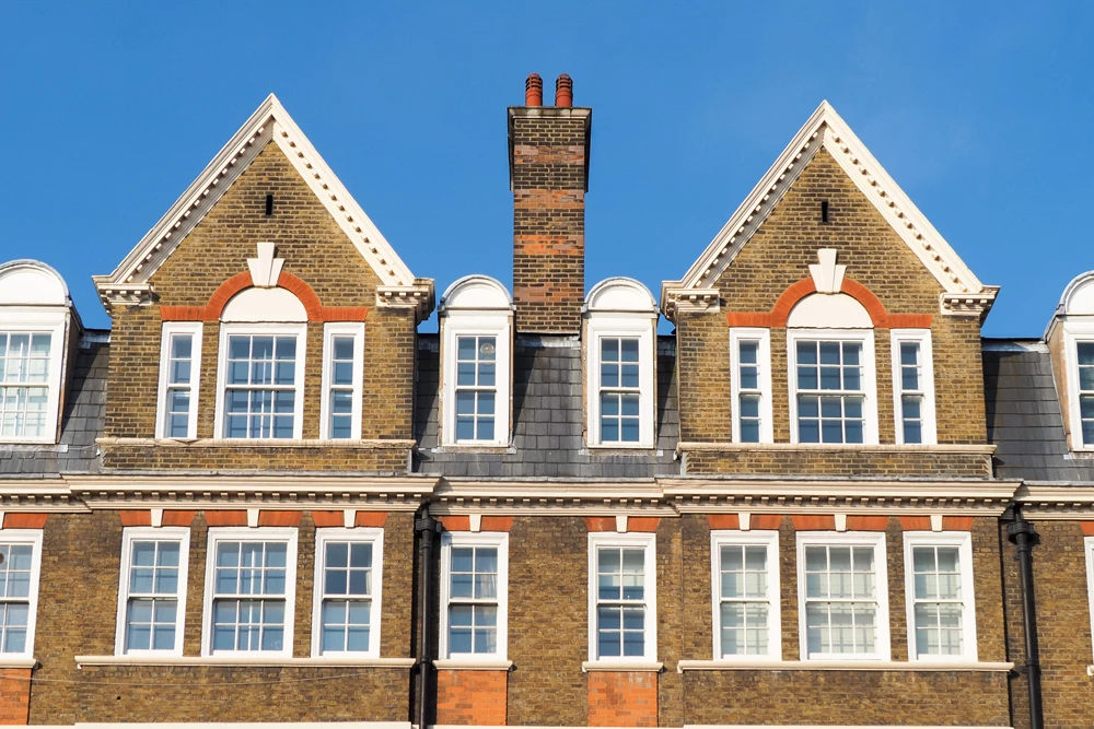 The top of a row of rental houses 