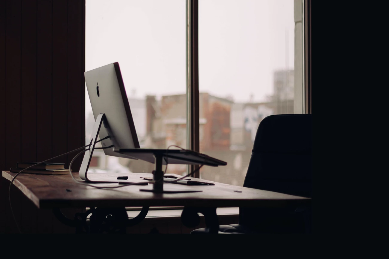 An empty desk in an office