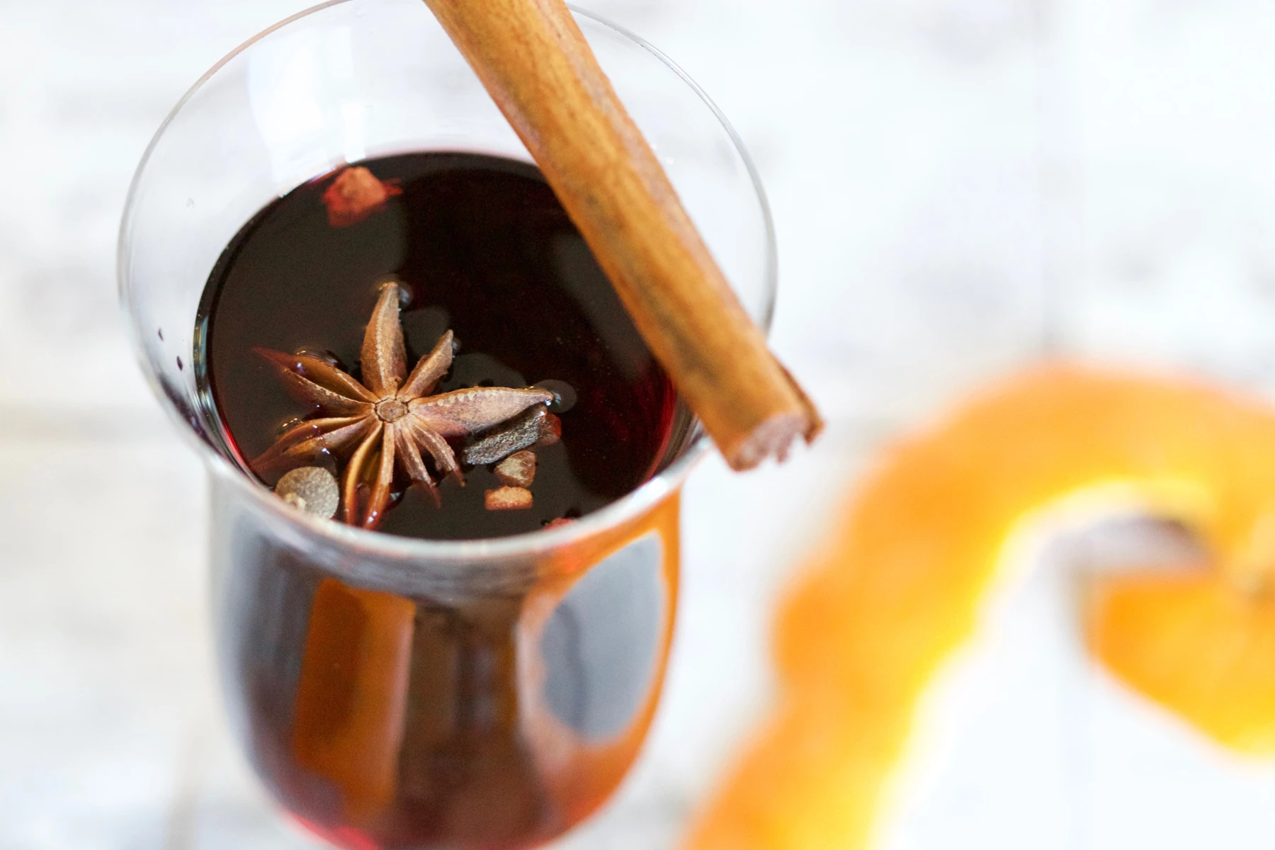 A glass of mulled wine 