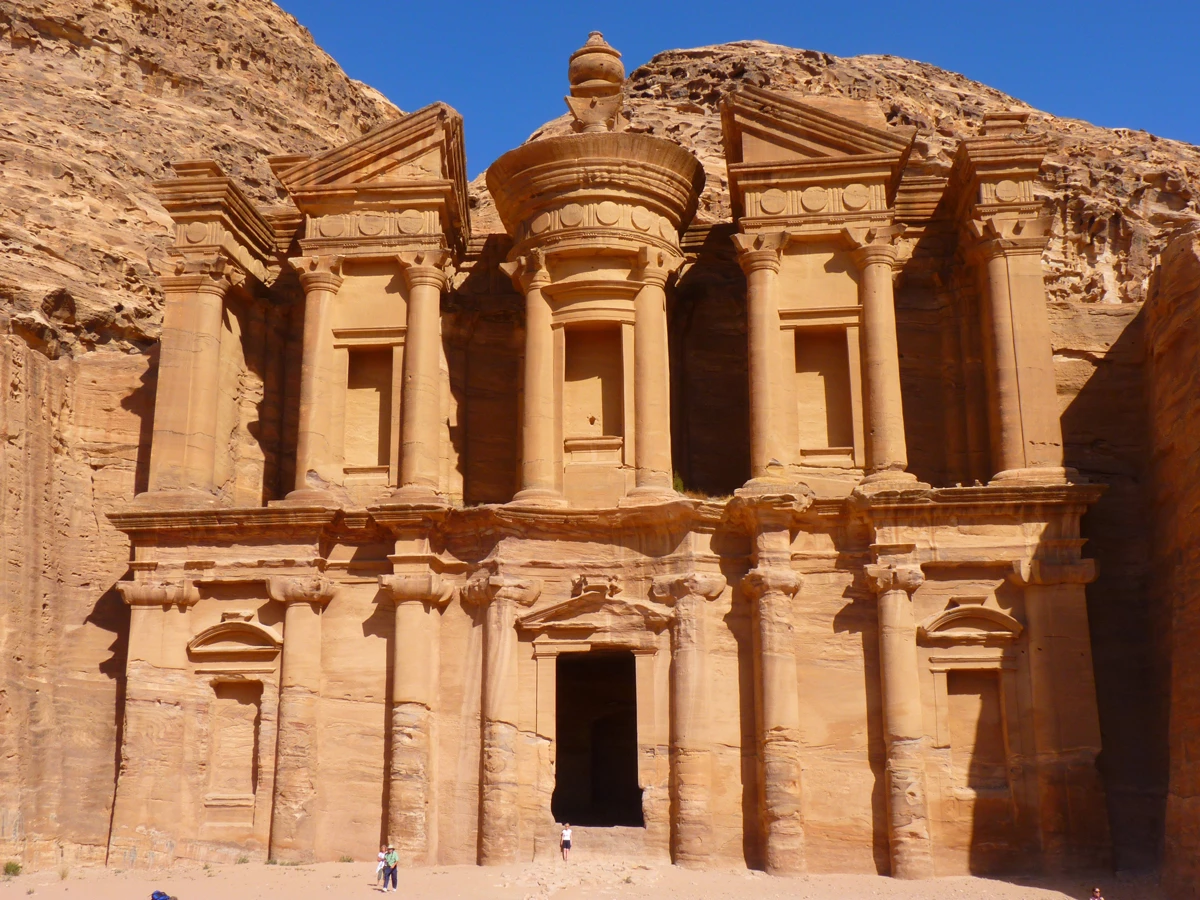 The Treasury at Petra Jordan carved into the rock face 