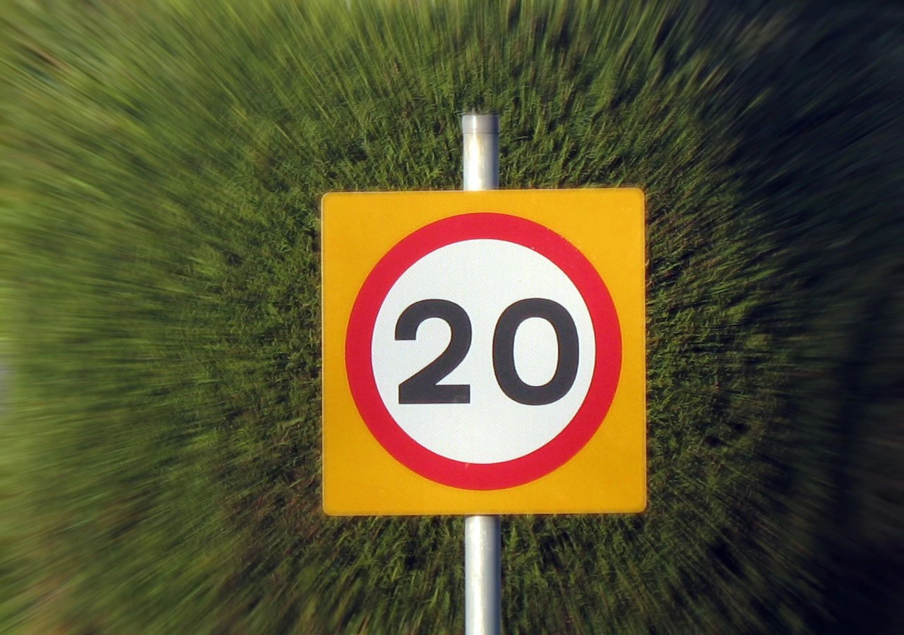 A 20 mph warning road sign
