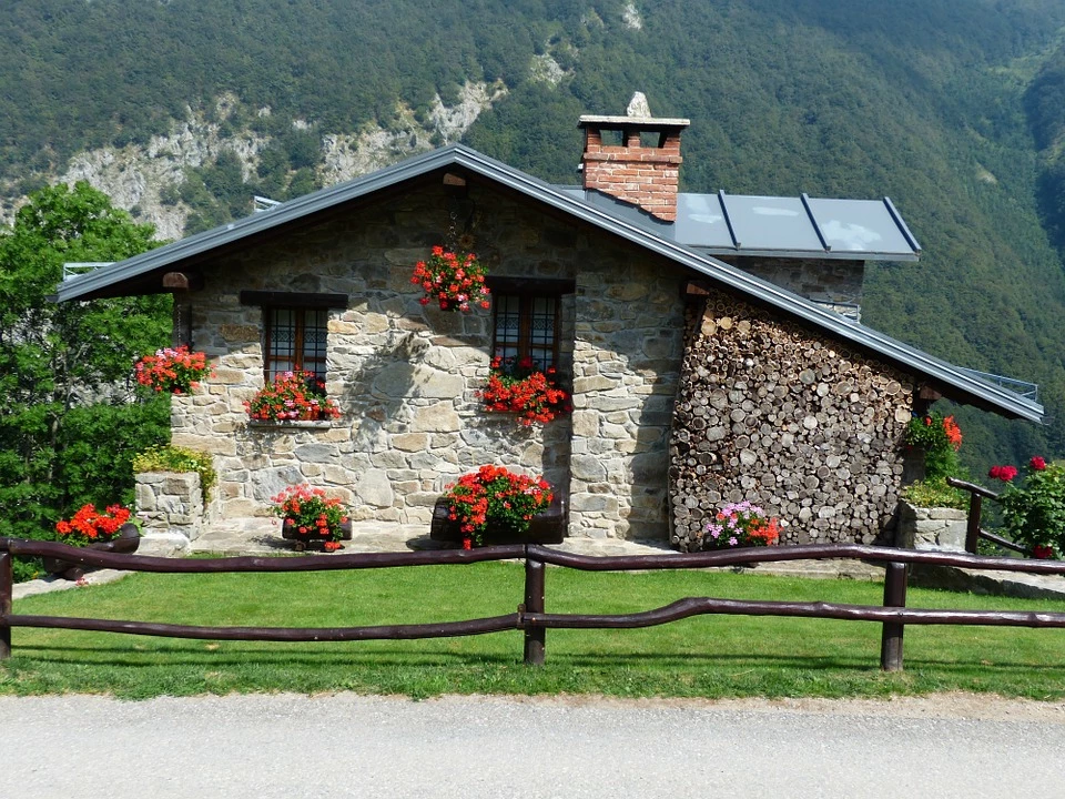 A holiday home in a mountainous landscape