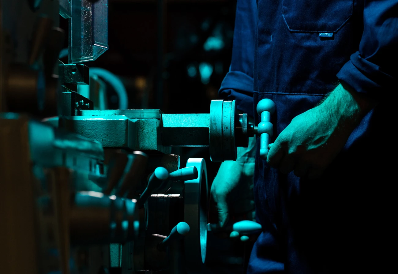 An engineer working on a machine